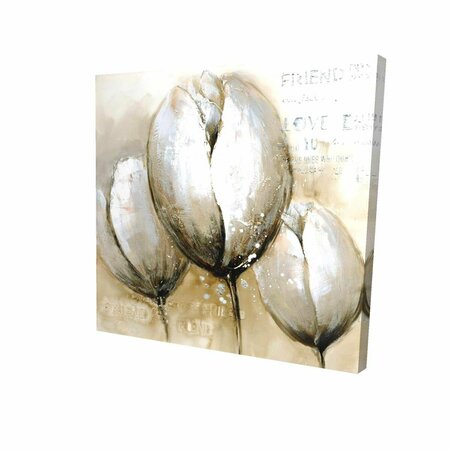 FONDO 16 x 16 in. Three Tulips with Typography-Print on Canvas FO3331830